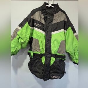 Ckx Sports Green Black Nylon Zip Up Snowmobile Sledding Ski Jacket Youth Kids Si